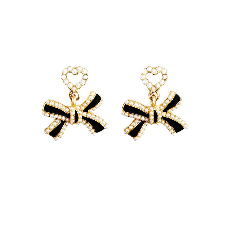 Wholesale Pearl Bowknot Copper S925 Silver Needle Earrings